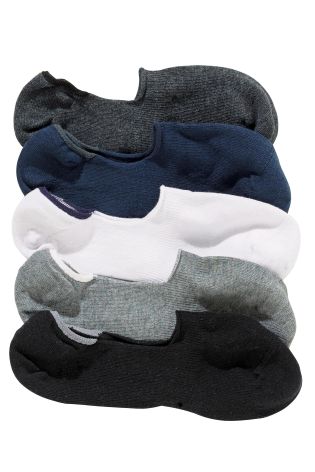 Grey Mixed Invisible Socks Five Pack